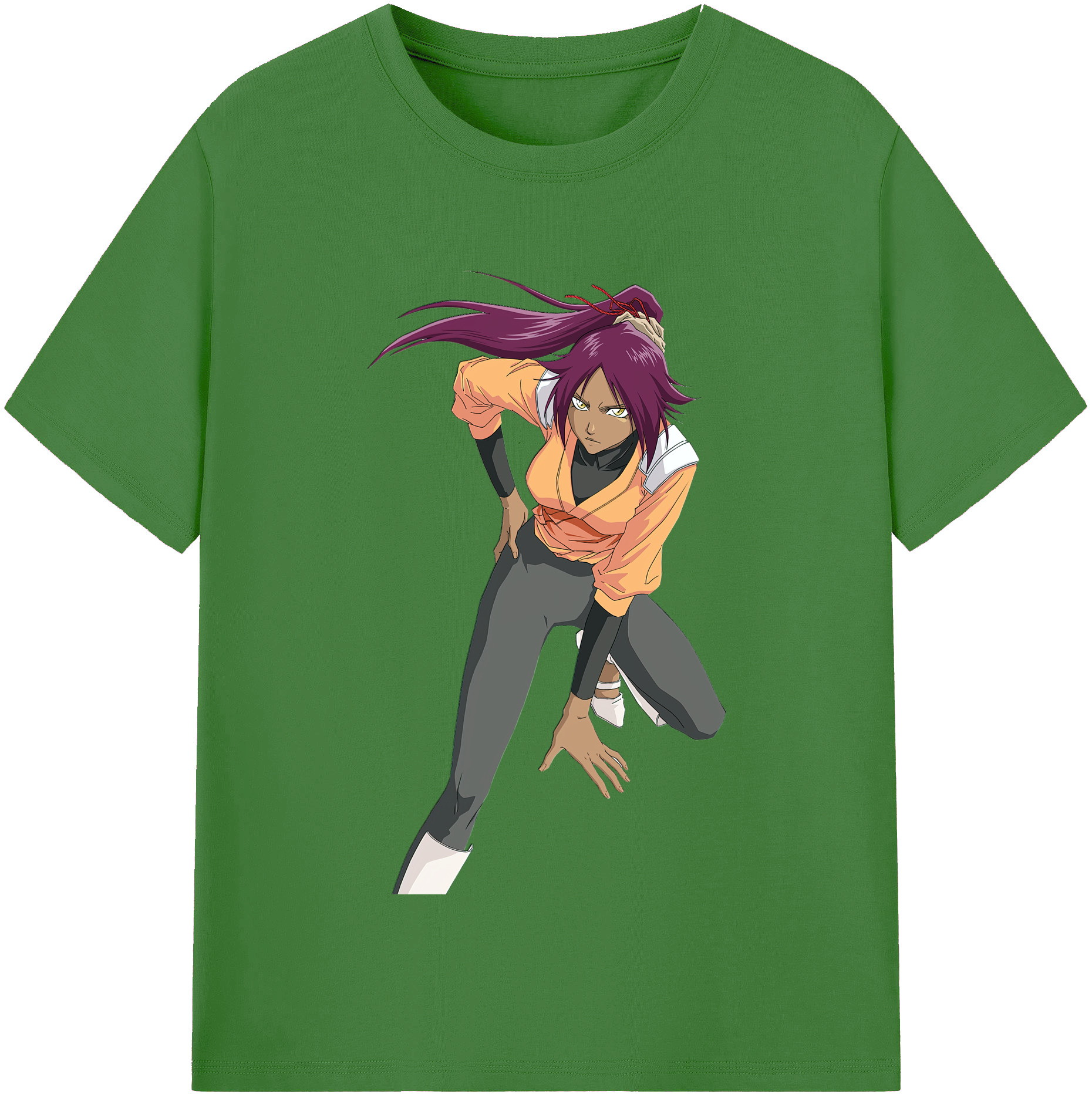 （画像用） ブリーチ 四楓院 夜一（しほういん よるいち） BLEACH Shihouin Yoruichi レディースカジュアルプリントTシャツ（綿100％）